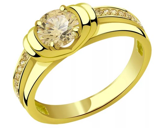 лимонное золото кольцо с камнем
